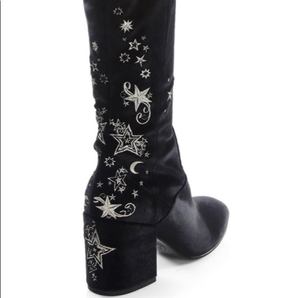 ASH Eros Black Velvet Star Over the Knee Boots - Picture 9 of 16